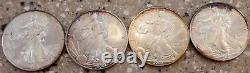 Lot of 4 Walking Liberty Eagle Silver Dollar Coins 2000-2003 1oz. 999