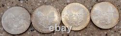 Lot of 4 Walking Liberty Eagle Silver Dollar Coins 2000-2003 1oz. 999