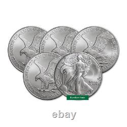Lot of 5 1 oz Silver Eagle Coin BU Random Year US Mint