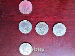 Lot of 5 1oz American Silver Eagles. 999 Fine Silver BU Coins, 5 COINS