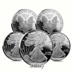 Lot of 5 2016-W 1 oz Proof Silver American Eagle 30th Anniversary withBox &