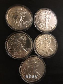 Lot of 5 2017 $1 American 1Oz. 999 Silver Eagle Bullion/Uncirculated