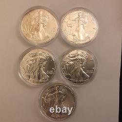 Lot of 5 2017 $1 American 1Oz. 999 Silver Eagle Bullion/Uncirculated