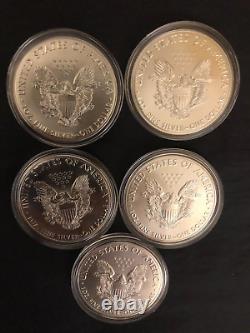 Lot of 5 2017 $1 American 1Oz. 999 Silver Eagle Bullion/Uncirculated