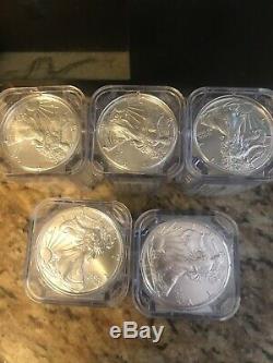 Lot of 5 2018 West Point American Silver Eagle Dollar Roll 20 Coins Mint NGC