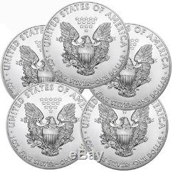 Lot of 5 2019 1 oz. 999 American Silver Eagle BU $1 Coins