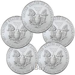 Lot of 5 2019 1 oz American Silver Eagle $1 Gem BU Coins SKU56933