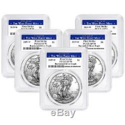 Lot of 5 2019-W Burnished $1 American Silver Eagle PCGS SP70 FS West Point Lab