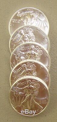 Lot of (5) 2020 1 oz American Silver Eagle Bullion Coins Gem Uncirculated