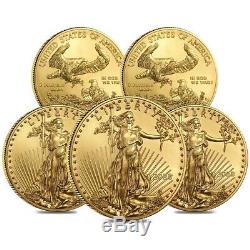 Lot of 5 2020 1 oz Gold American Eagle $50 Coin BU