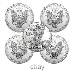 Lot of 5 2021 1 oz American Eagle. 999 Fine Silver BU Coin BRAND NEW