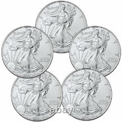 Lot of 5 2021 American Silver Eagle Gem Brilliant Uncirculated Coins PRESALE