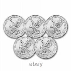 Lot of 5 2022 $1 Coin American Silver Eagle 1 oz BU