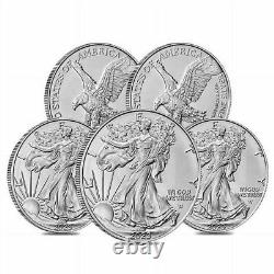 Lot of 5-2023 1 Oz American Silver Eagle Coin (BU)