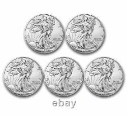 Lot of 5 2023 1 oz American Silver Eagle Coin BU New In Capsules