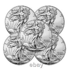 Lot of 5 2023 American 1 oz. 999 Fine Silver Eagle $1 Coin BU-Free Shipping