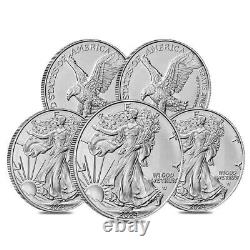 Lot of 5-2024 $1 American Silver Eagle 1 oz BU