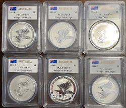 Lot of (6) 2014-P AUSTRALIA SILVER WEDGE TAILED EAGLE PCGS MS70 MERCANTI SIG