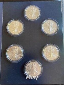 Lot of (6) Silver Eagles Coin Set. 2015-2020. Speeches of Donald Trump