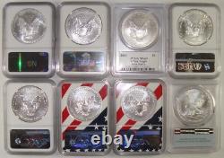 Lot of (8) Different 2010-2021 American Silver Eagle Coins NGC & PCGS MS69