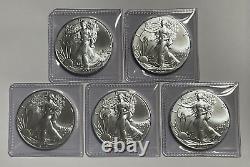 Lot of Five 2023 1 oz American Silver Eagle Coins BU in Vinyl Flips