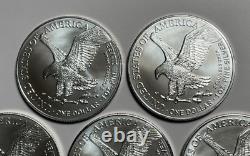 Lot of Five 2023 1 oz American Silver Eagle Coins BU in Vinyl Flips