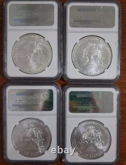Lot of four 2013 Eagle S$1 MS 70 Coins
