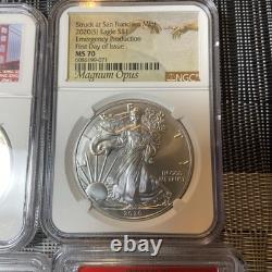 Lots Of Eight San Francisco, Mint Silver Eagle Ms 69 MS 70 PF 70 DCAM