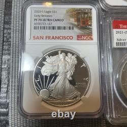 Lots Of Eight San Francisco, Mint Silver Eagle Ms 69 MS 70 PF 70 DCAM