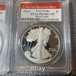 Lots Of Eight San Francisco, Mint Silver Eagle Ms 69 MS 70 PF 70 DCAM