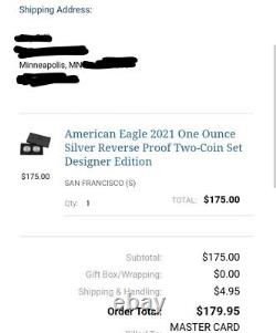 MINT SEALED 2021 American Eagle One Ounce Silver Reverse Proof Two-Coin Set OGP