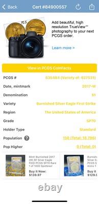 Mint! Burnished 2017 (W) $1 Silver Eagle FS PCGS SP70 Master Designer Cleveland