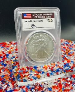 Mint! Burnished 2018 (W) $1 Silver Eagle FDOI PCGS SP70 Mercanti Signed 1 of 150