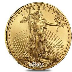 Monster Box of 500 2020 1 oz Gold American Eagle $50 Coin BU 25 Lot, Tube of