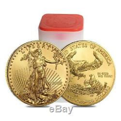 Monster Box of 500 2020 1 oz Gold American Eagle $50 Coin BU 25 Lot, Tube of