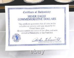 Morgan Mint Silver Eagle Collection 6 Beautiful Dollar COINS & Original Case