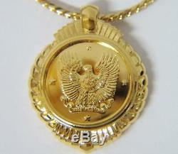 NEW 1989 Franklin Mint Solid Gold Coin Eagle Pendant Necklace by Gilroy Roberts