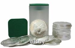 N Roll of 20 Silver American Eagle 1oz. 999 US Mint American Eagles $1 BU Coins