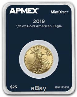 New 2019 1/2 oz Gold American Eagle (MintDirect Single) In mint direct package