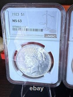 Nice Lot Of 3 Coins! 2002 Silver Eagle And 2 1923 Silver Peace Dollars