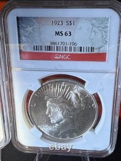 Nice Lot Of 3 Coins! 2002 Silver Eagle And 2 1923 Silver Peace Dollars