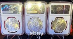 Nice Lot Of 3 Coins! 2002 Silver Eagle And 2 1923 Silver Peace Dollars