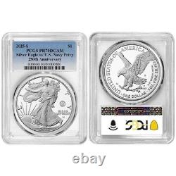 PCGS 2025-S PR69DCAM Silver Eagle WithU. S. Navy Privy 250th Anniversary Blue Label