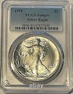 PCGS SAMPLE silver eagle Date 1991 BLAST WHITE