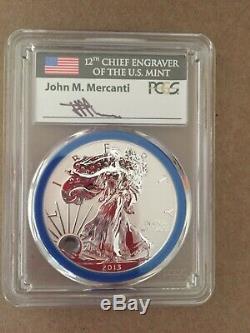 PCGS SP70 2013-W John M. Mercanti Silver Eagle Mint Set. Mint Engravers Series