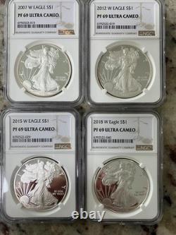 Poof Silver American Eagles / LOT OF 4 / PR 69 NGC / FREE SHIPPING