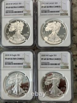Poof Silver American Eagles / LOT OF 4 / PR 69 NGC / FREE SHIPPING