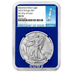 Presale 2023-W Burnished $1 American Silver Eagle 3pc Set NGC MS70 FDI First L