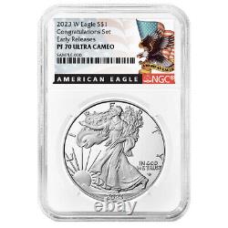 Presale 2023-W Proof $1 American Silver Eagle Congratulations Set NGC PF70UC E