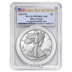 Presale 2023-W Proof $1 American Silver Eagle Congratulations Set PCGS PR70DCA